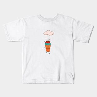 funny ice cream playing in the sprinkles rain Kids T-Shirt